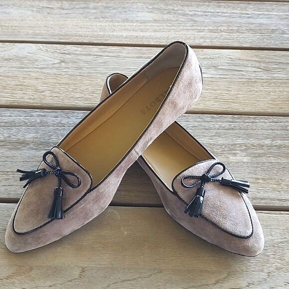 Talbot's Francesca Bow Suede Driving Flats in Fall Taupe - Picture 10 of 10